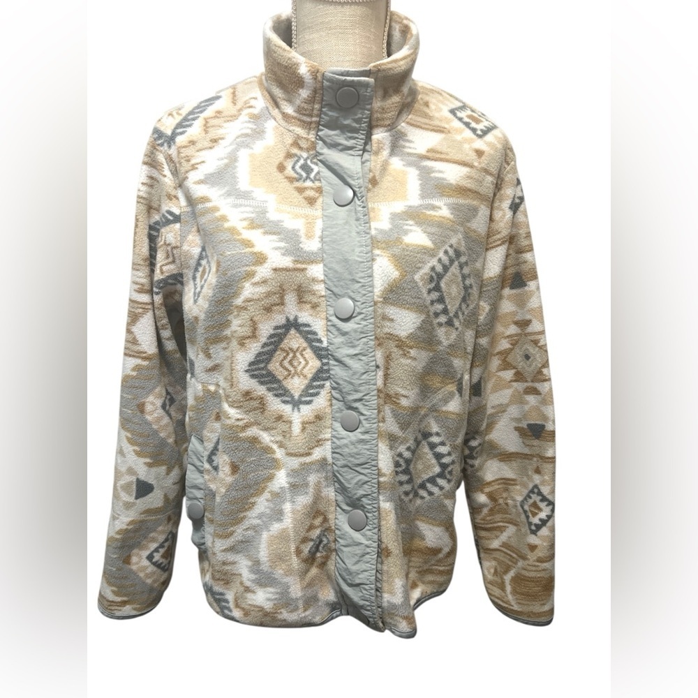Stylish Geometric Teddy Jacket Size -L